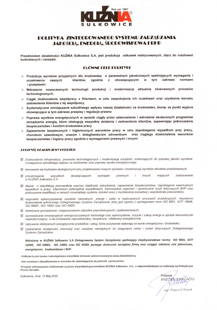 POLITYKA ZSZ 2020