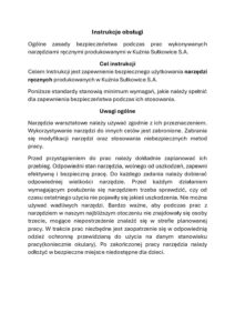 Instrukcja obsługi narzędzi